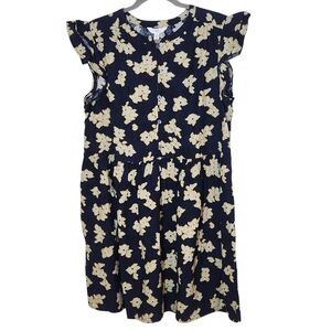 Time and Tru Navy Floral Print Babydoll Mini Dress Size Large NWT